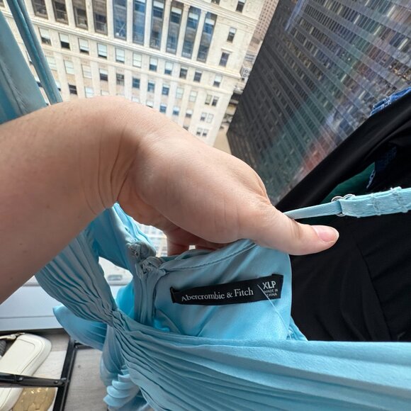 A&F Giselle Pleated Cutout Maxi Dress Baby Blue - Picture 6 of 6